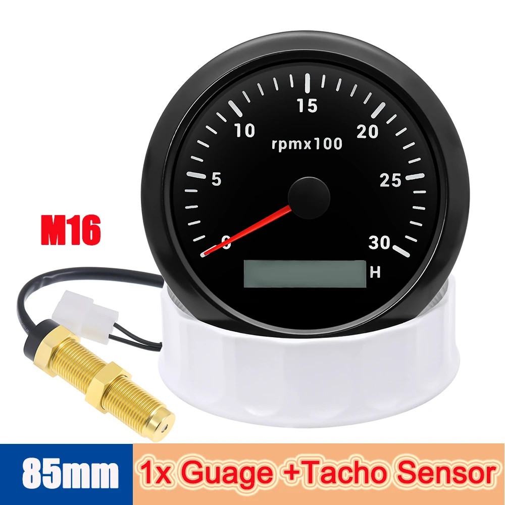 RPM Meter Tachometer for Car Truck Boat 85mm RPM Speed Gauge Hour Meter 12V 24V