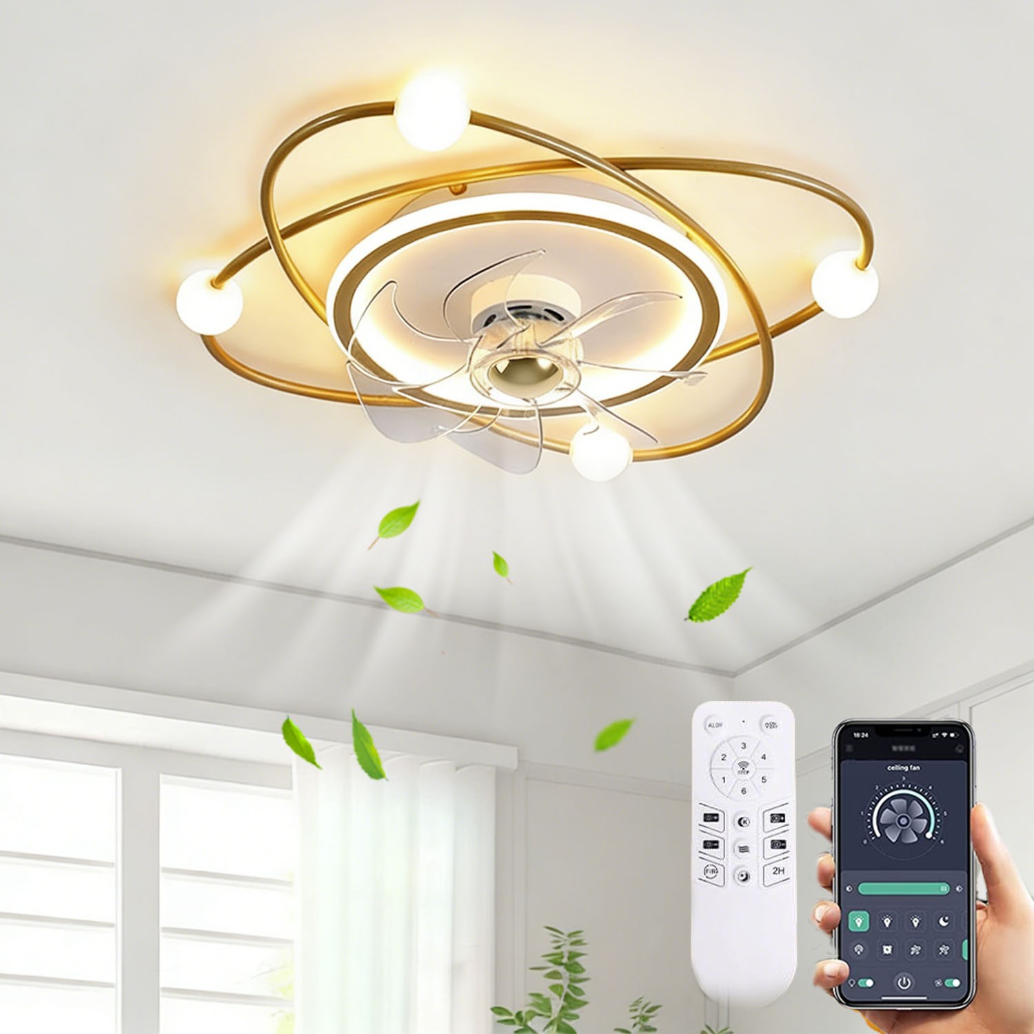 Low-noise Ceiling Fan Lighting Hallway Creative Design LED Ceiling Fan Lighting