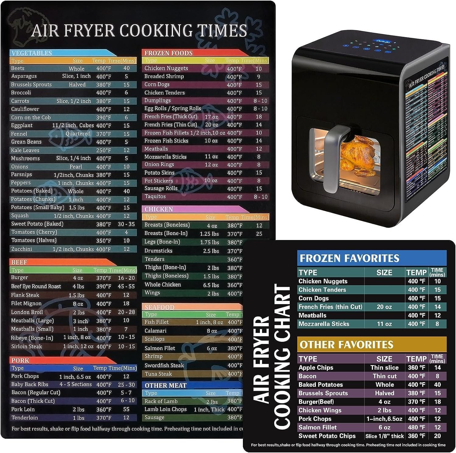 Air Fryer Cheat Sheet Magnetic Cooking Times Chart Magnet Cheat...