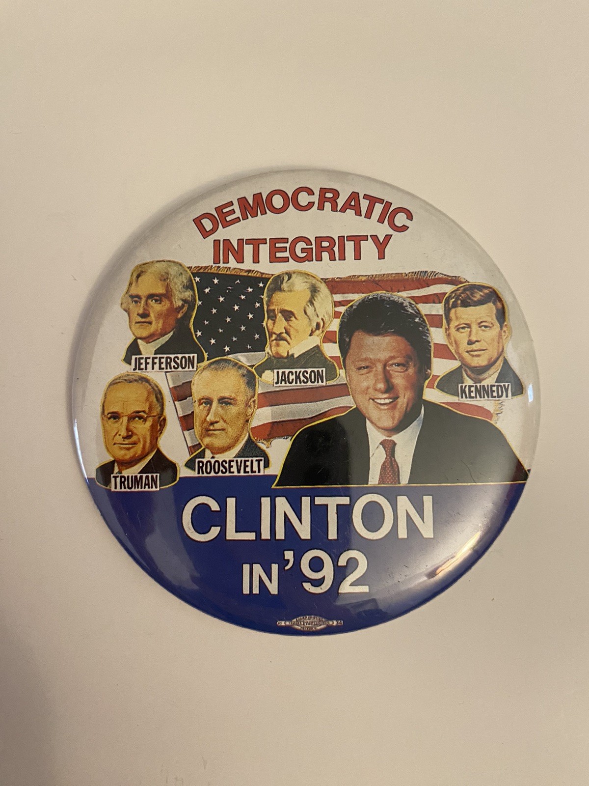 Democratic Integrity Clinton In ‘92 Lapel Pin P111