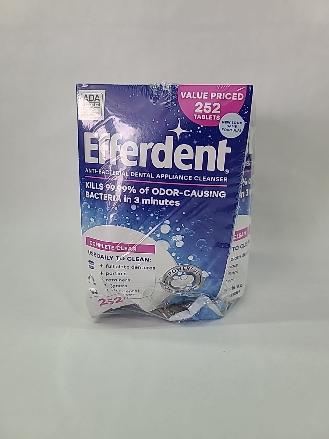 Efferdent Denture Cleanser Tablets, Complete Clean, 252 Count - WORN BOX