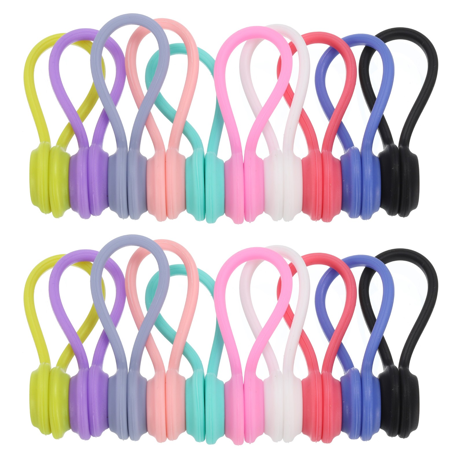 10pcs 4.3" Silicone Magnetic Cable Ties, Reusable Silicone Twist Ties Bundling