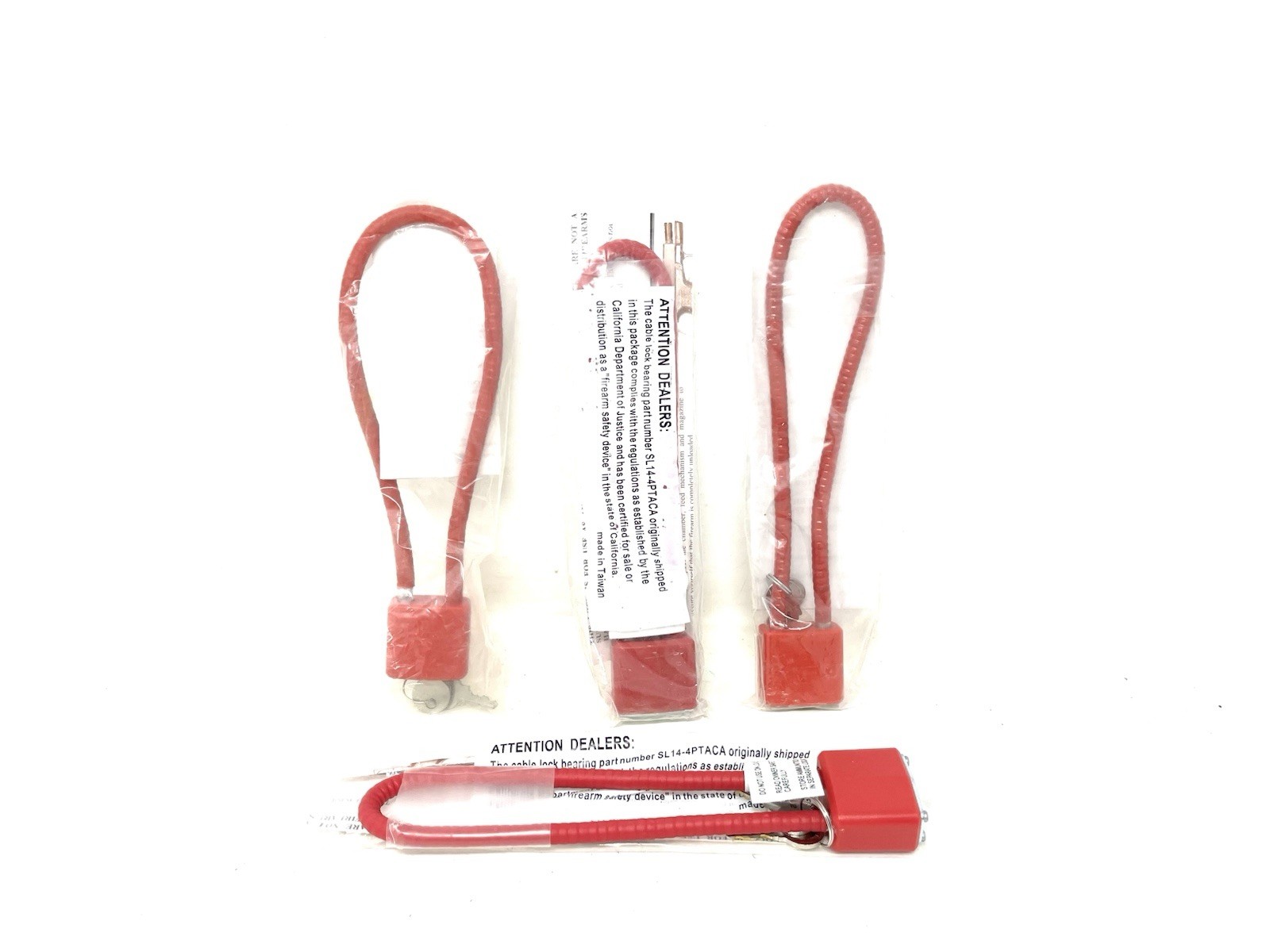 4 Firearm Gun Lock Cable Lock Red 7.5” 2 Keys Rifle / Pistol