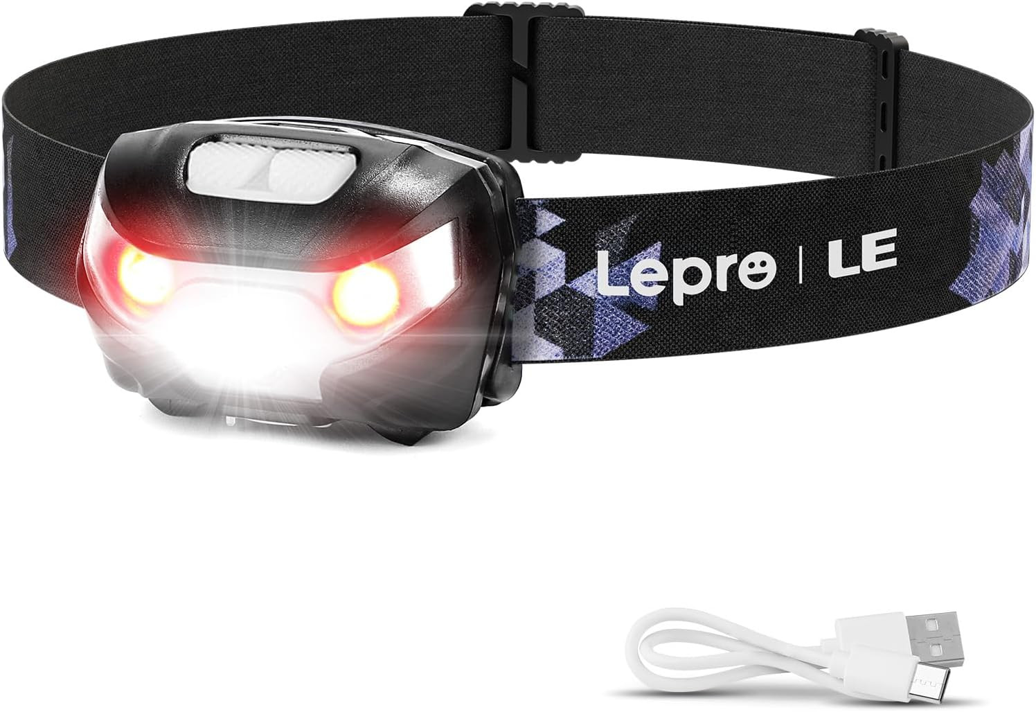 LED Headlamp Rechargeable - Super Bright Head Lamp with 5 Modes for Camping & Hi