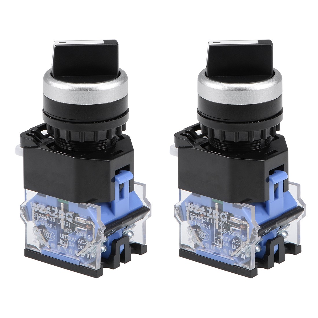 Rotary Selector Switch 2 Positions 2NO Self-Lock Latching AC 600V 10A 2pcs