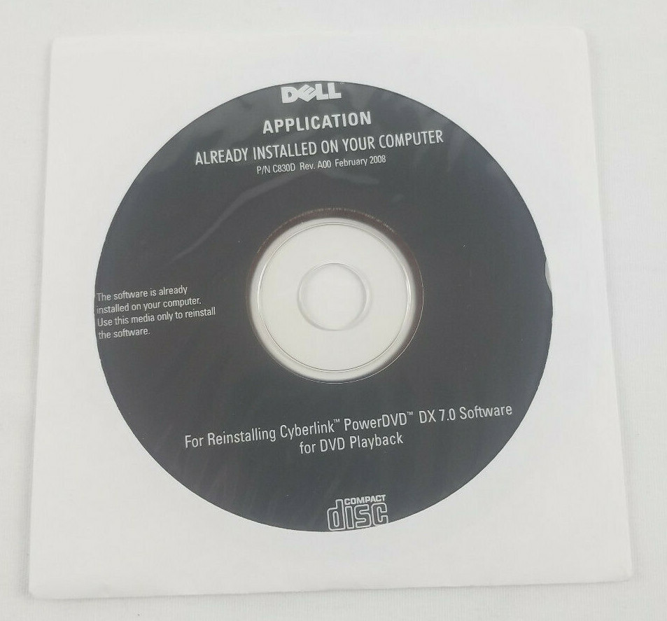 Dell Applications DVD CD P/N C830D Rev A00 February 2008 Software