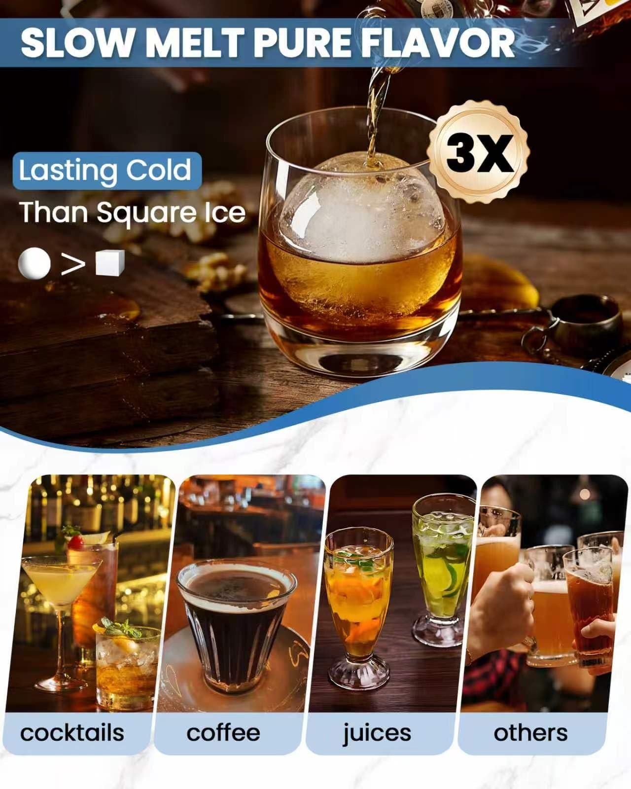 Large Ice Cube Tray for Freezer - 2 Pack Stackable Round 1.93 In, Mint