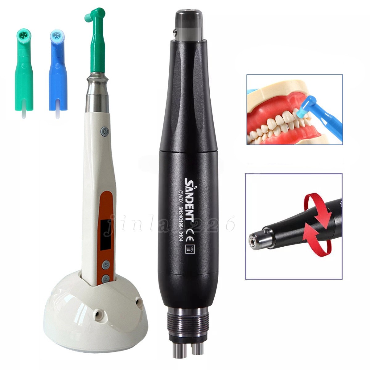 Cordless Electric/ 360° Swivel Dental Hygiene Prophy Handpiece Air Motor 4 Holes