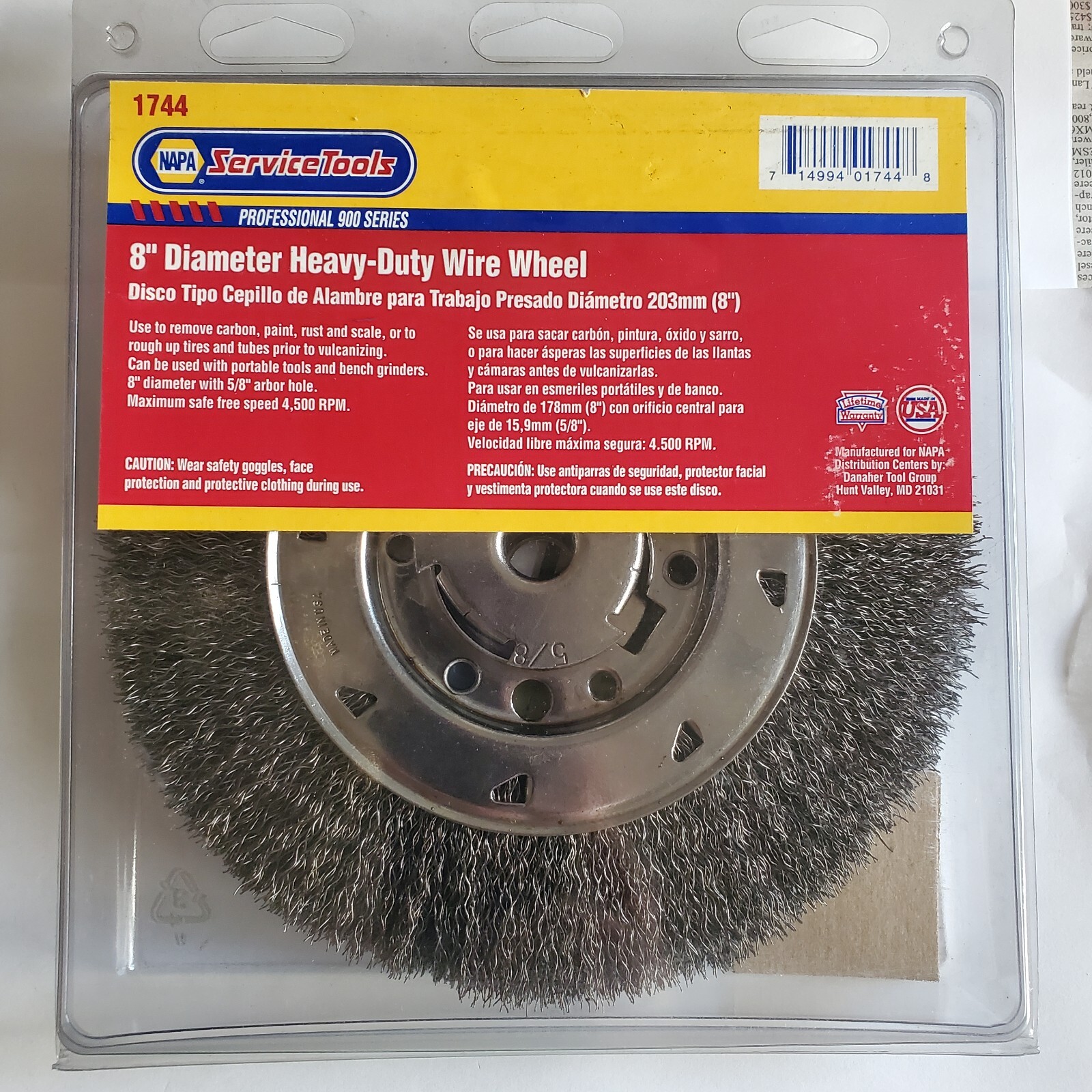 NEW!! 8" HEAVY DUTY WIRE WHEEL by NAPA, MADE IN USA