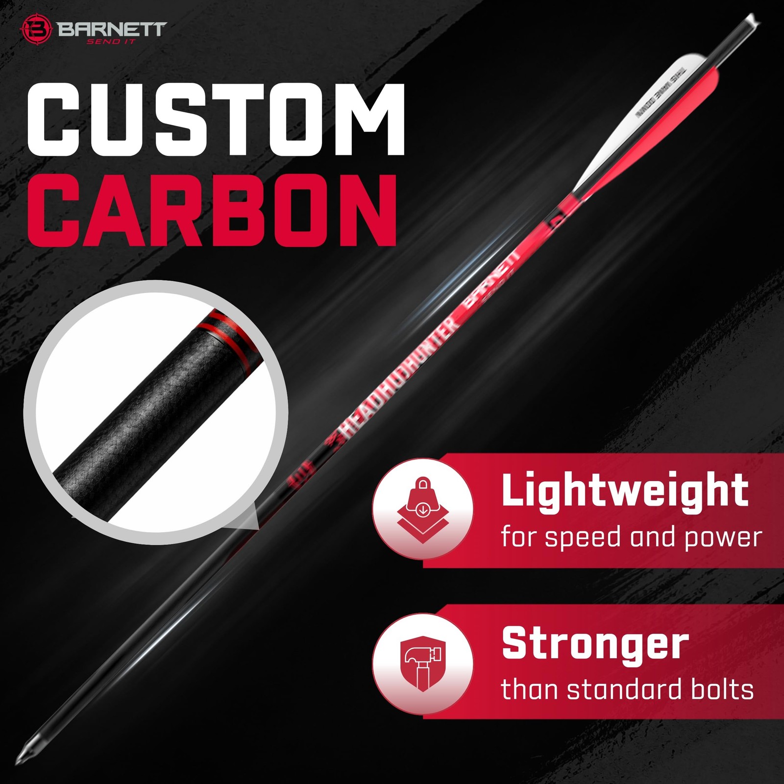 BARNETT - Carbon Headhunter Lighted Strobe Crossbow Arrows - Multicolor Strob...