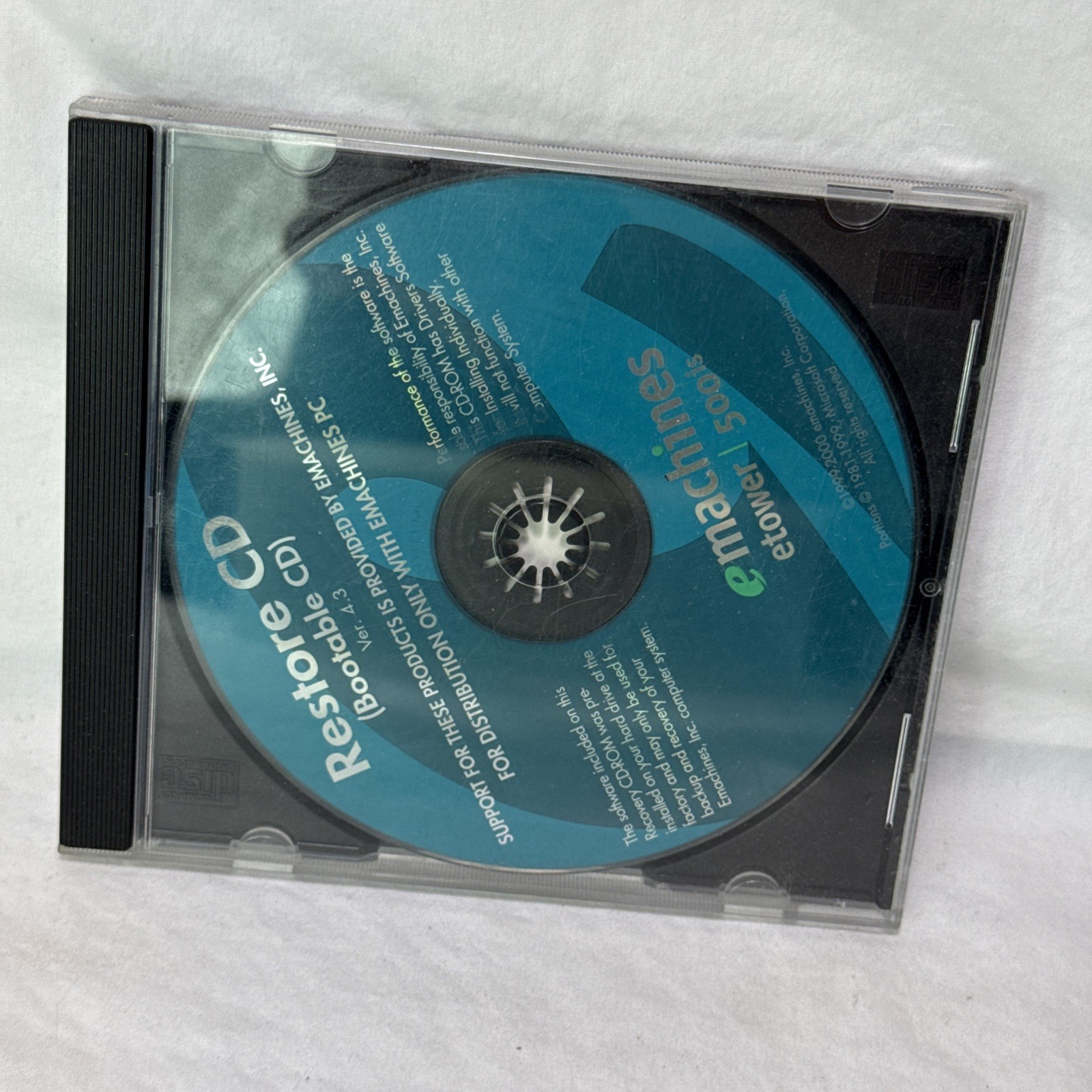 eMACHINES ETOWER 500IS RESTORE CD VER. 3.6 BOOTABLE CD