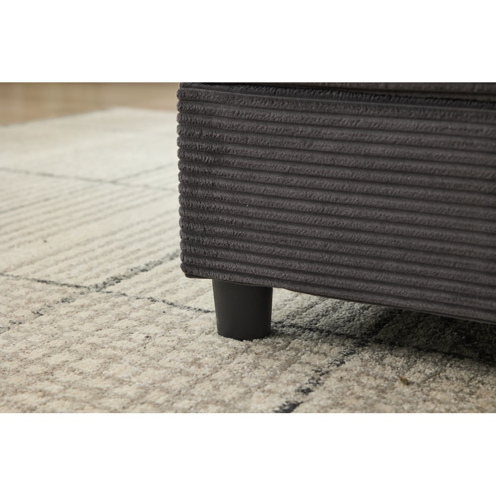 Modern Chaise Lounge Chair w/ Ottoman Sleeper Sofa Bed Dark Gray Corduroy