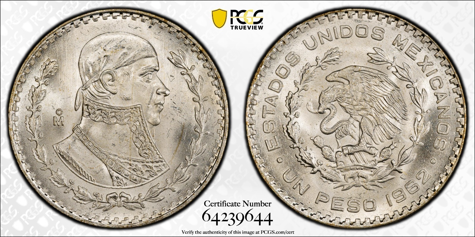 1962-Mo Mexico Peso - KM-459 - PCGS MS66 Beautiful Mexican Coin