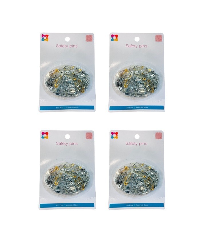 Lot of 4 - Interiors by Design Safety Pins (100), Assorted Sizes