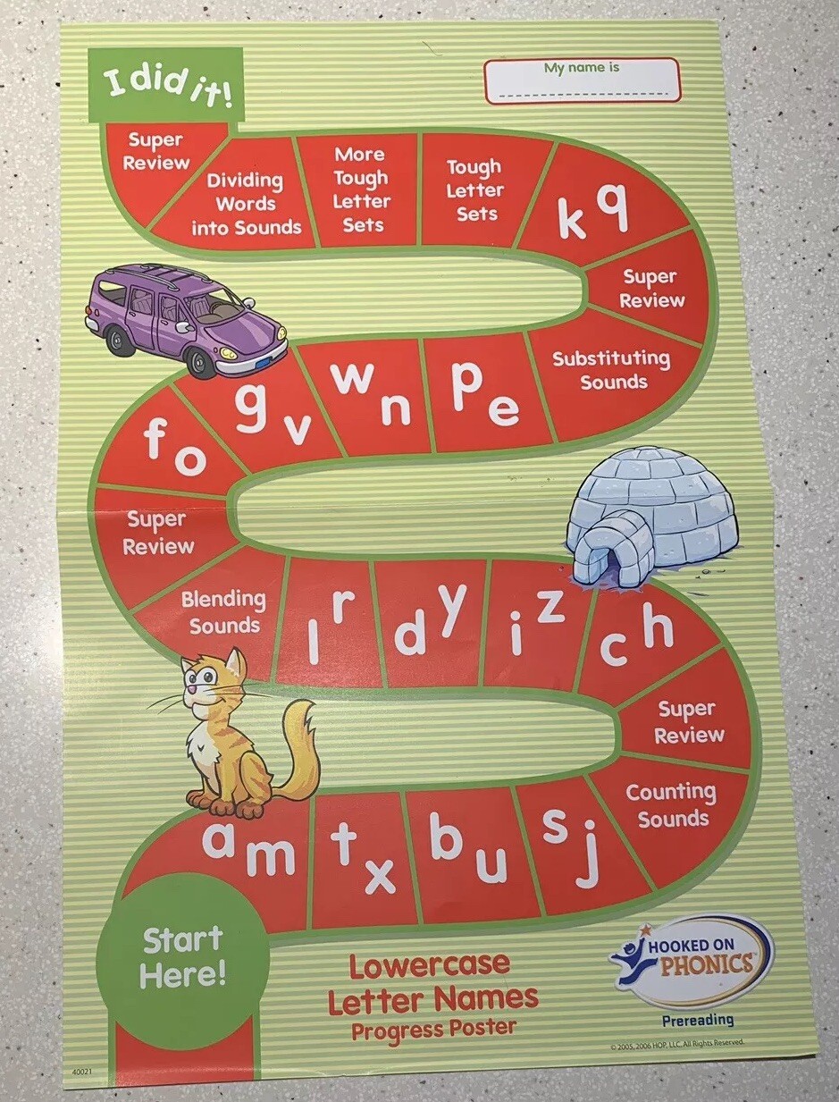 HOOKED ON PHONIC PreReading Progress Poster! Lowercase Letter Names! Replacement