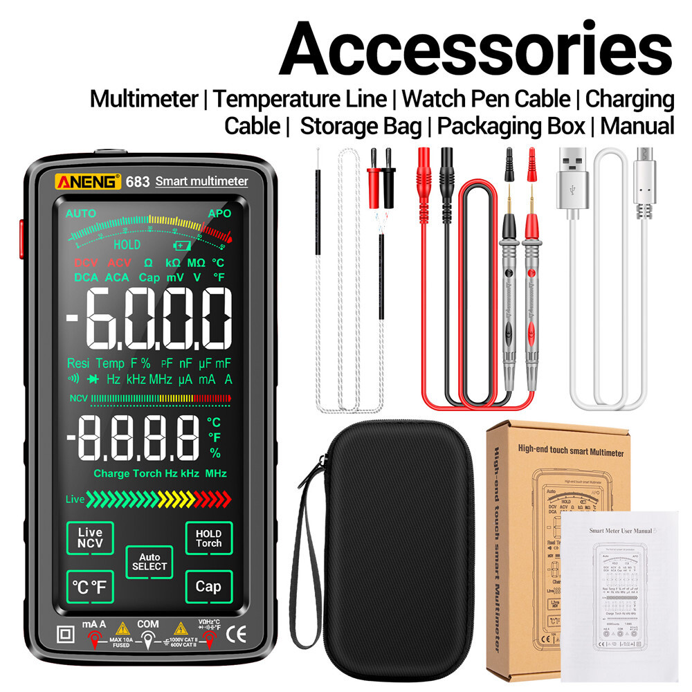 ANENG 683 6000Counts Large Touch Screen Digital Multimeter Burn proof Multimeter