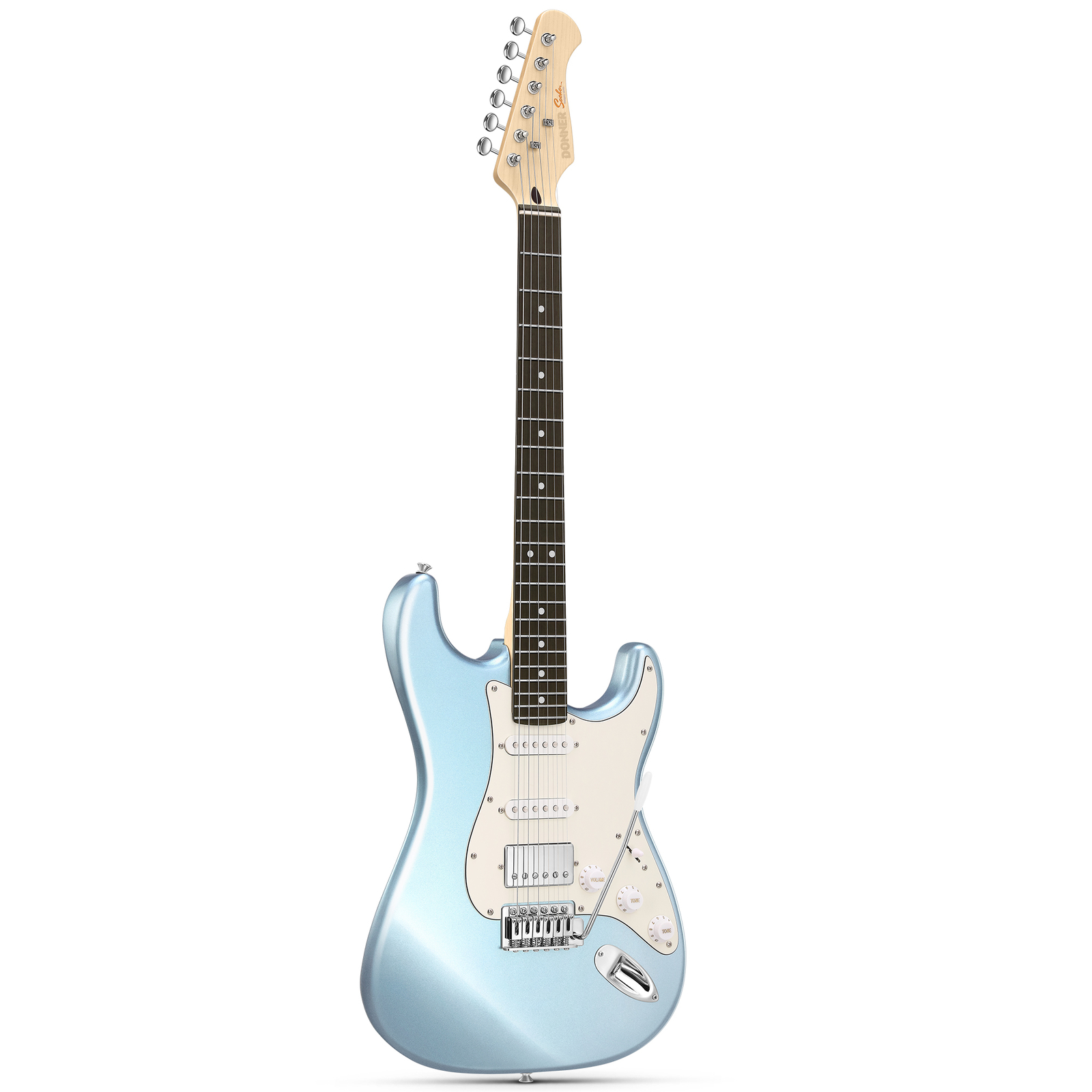 Donner 39" Electric Guitar HSS Coil Split Ice Blue Metallic Beginner Bundle