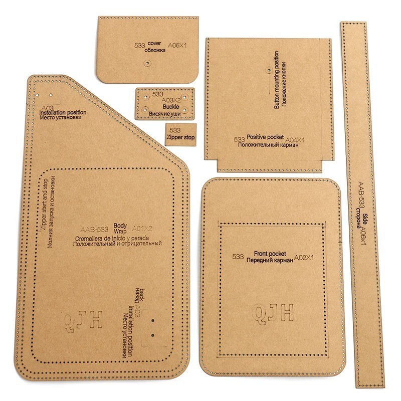 Chest Bag Sewing Pattern Hard Kraft Paper Stencil Template DIY Leather fashion