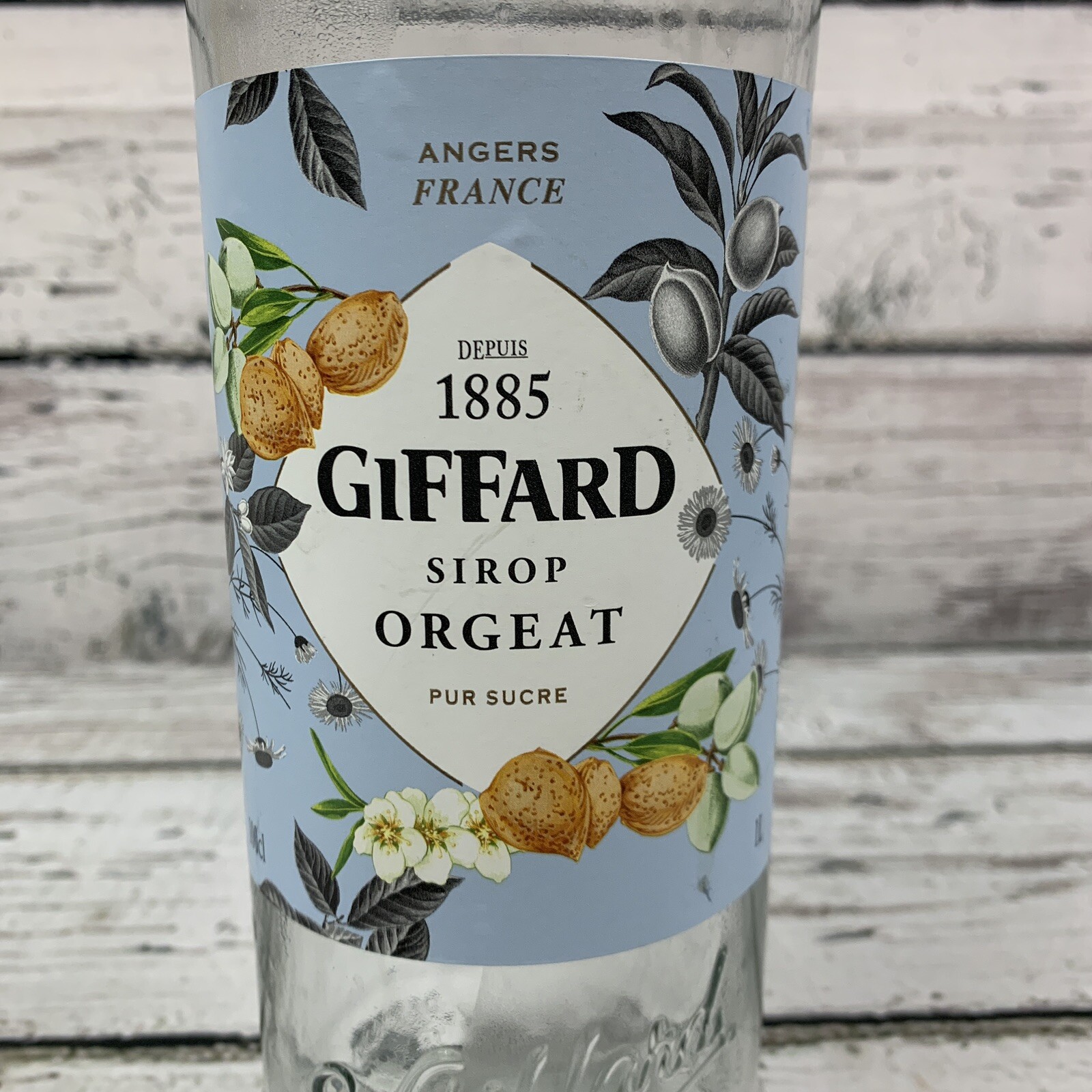 Giffard Orgeat Syrup - Almond Flavored Syrup EMTPY 1 Liter Bottle Bar Supply