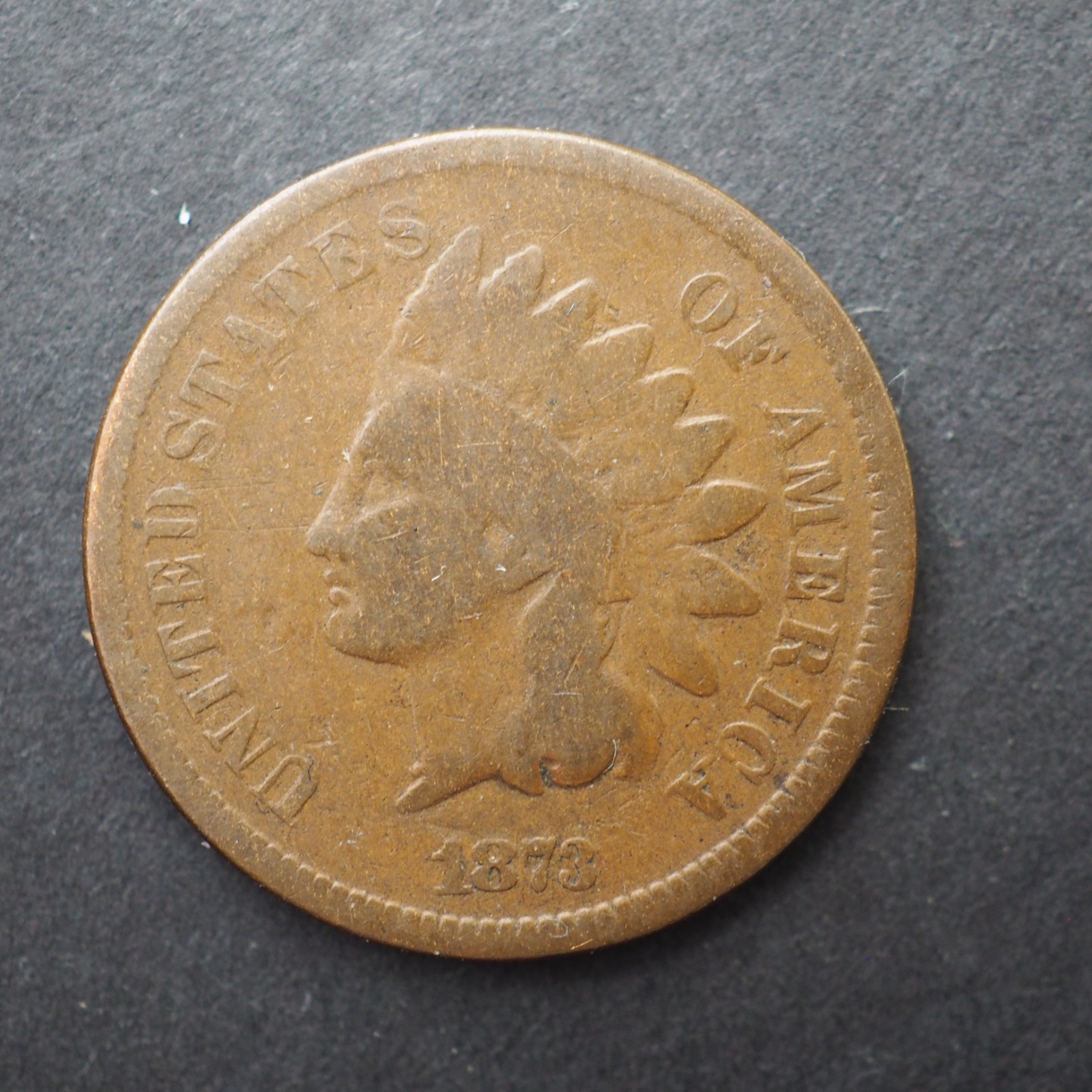 1873 *Open 3* INDIAN HEAD CENT - FREE SHIPPING! C4574