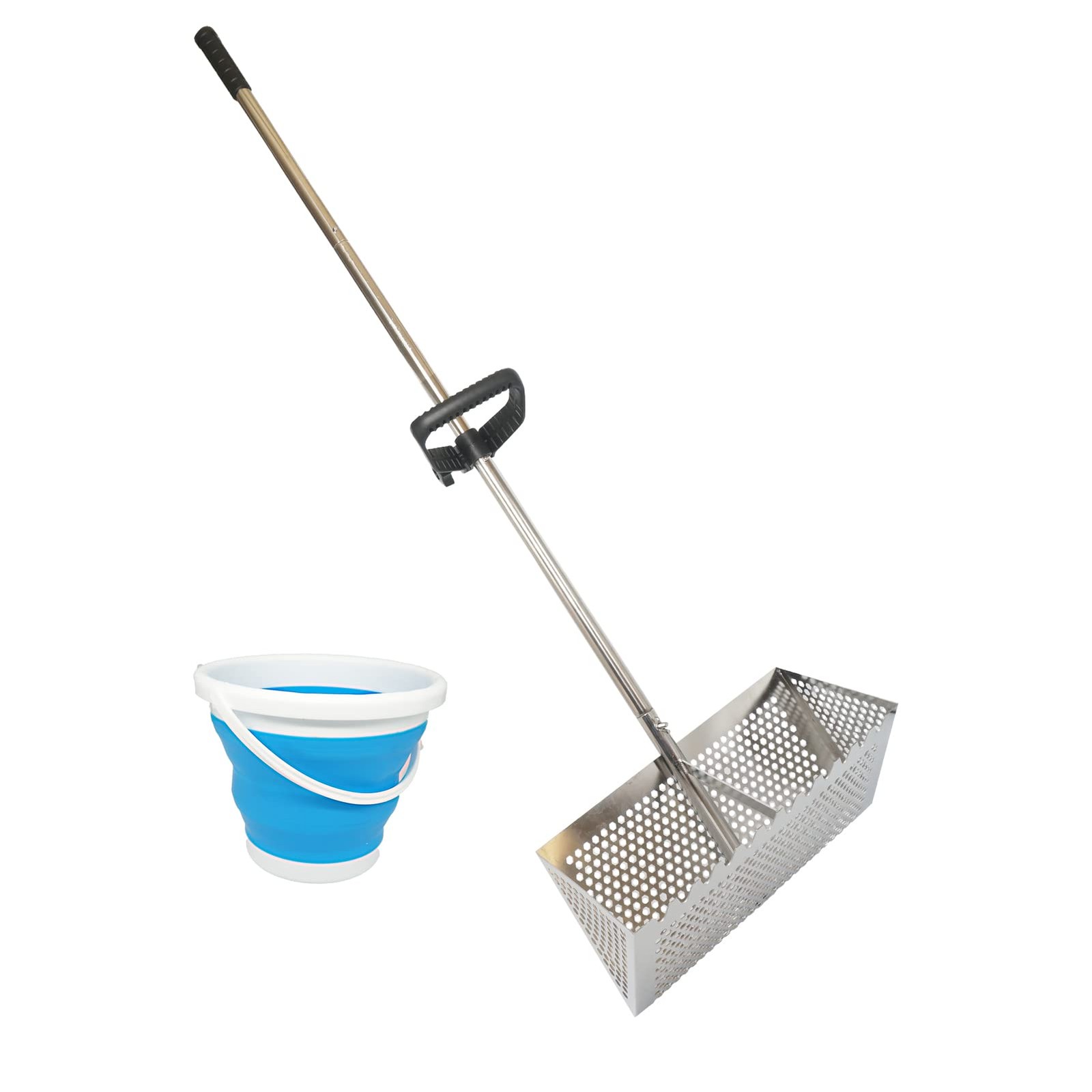 Sand Fleas Rake, Stainless Steel Sand Sifter, Detachable 47 Inches Long Handle