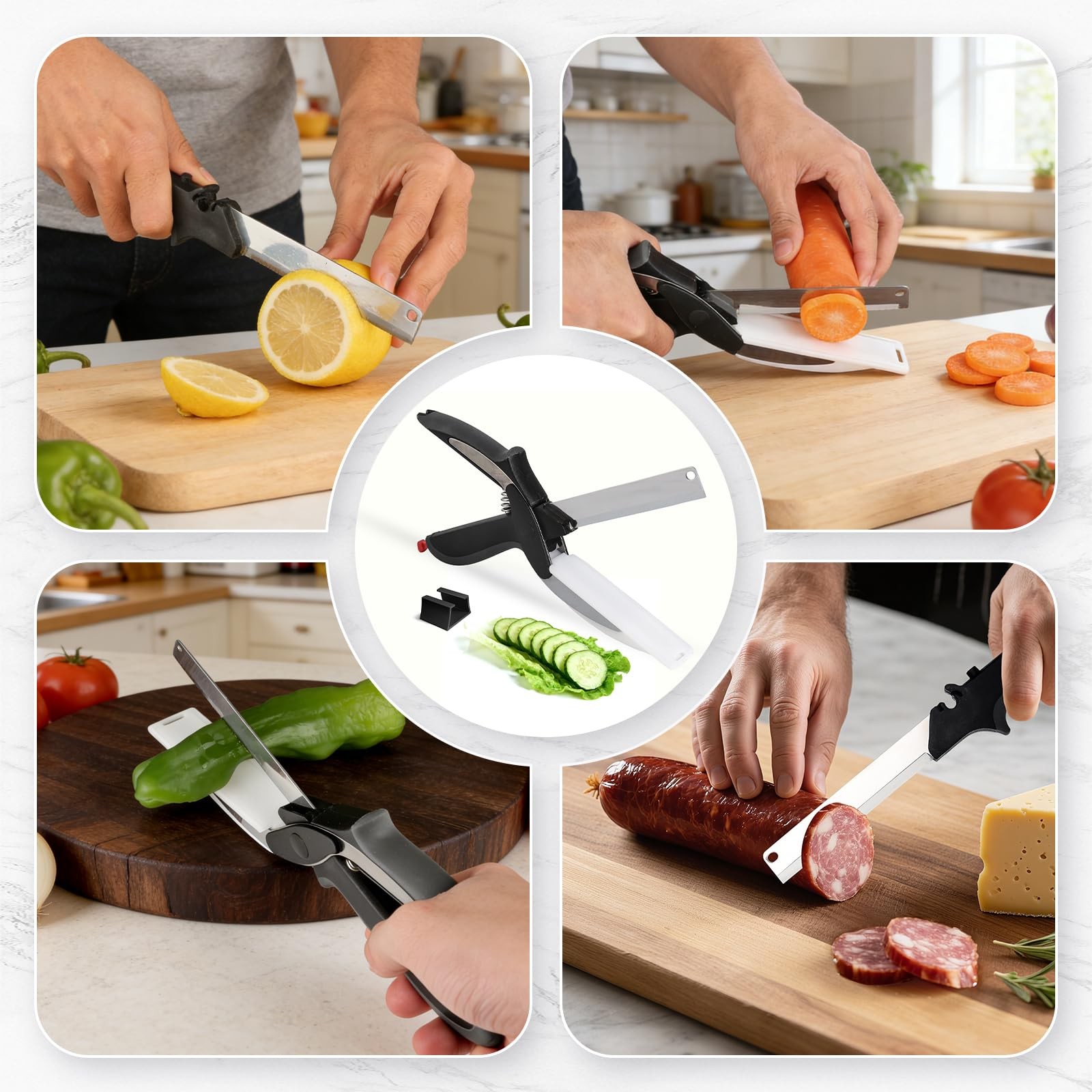 Professional 8-Inch Kitchen Shears with Built-in Cutting Board - Multi-Purpos...
