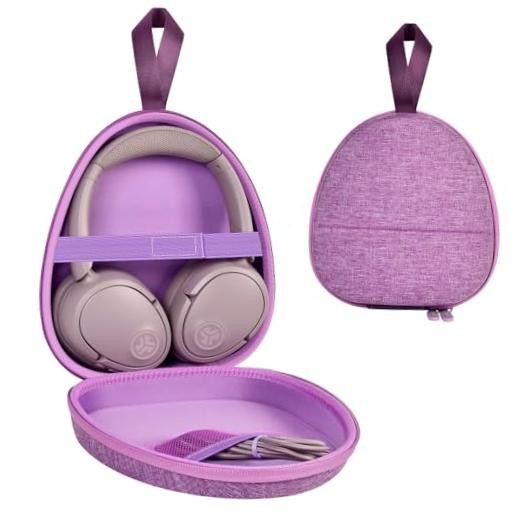 Hard Shell Headphone Case with Secure Strap and Cable Pocket | for Purple