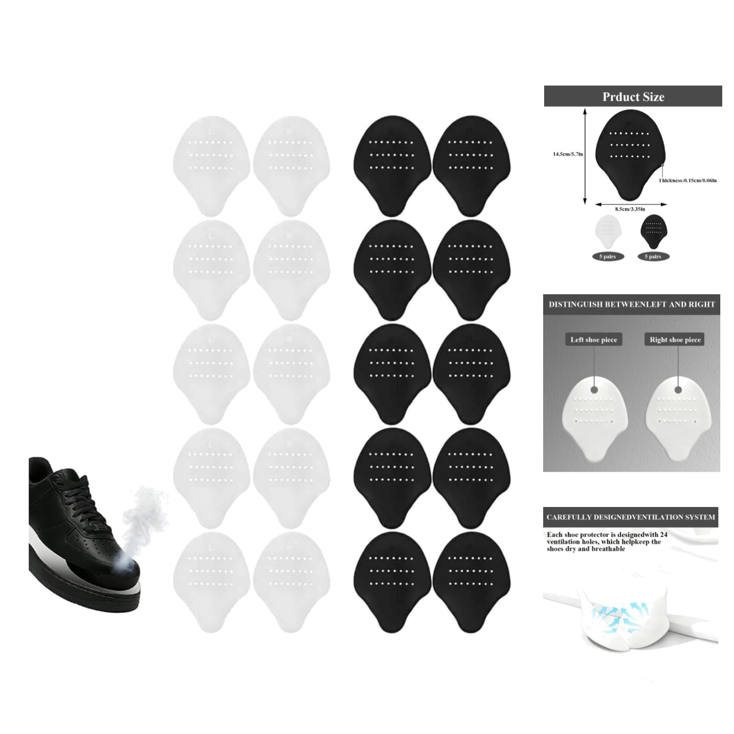 10 Pairs Force Fields Crease Protector, Sneaker Foam Shoe Decreaser Inserts Prev
