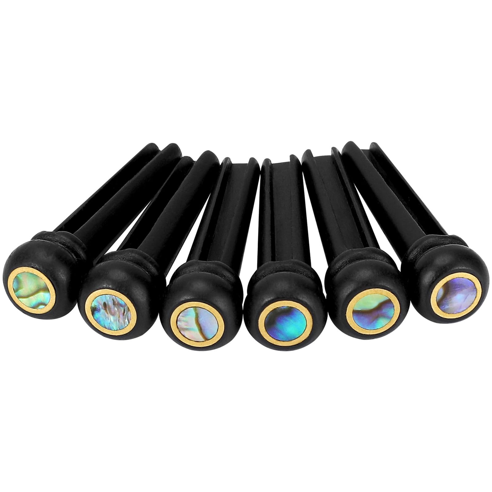 6pcs Ebony Guitar Pins with Abalone Dot for Acoustic Guitar Replacement