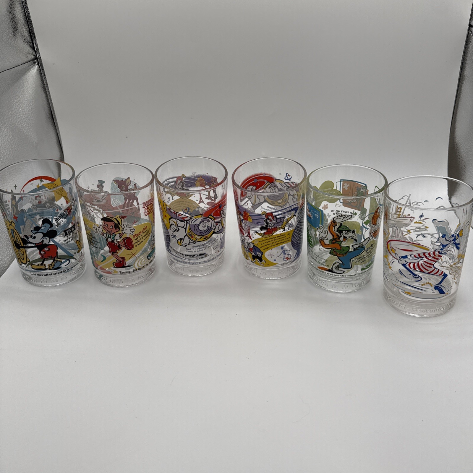 McDonalds 2002 Disney 100 Years of Magic Glasses/Cups - Set of 6 EUC