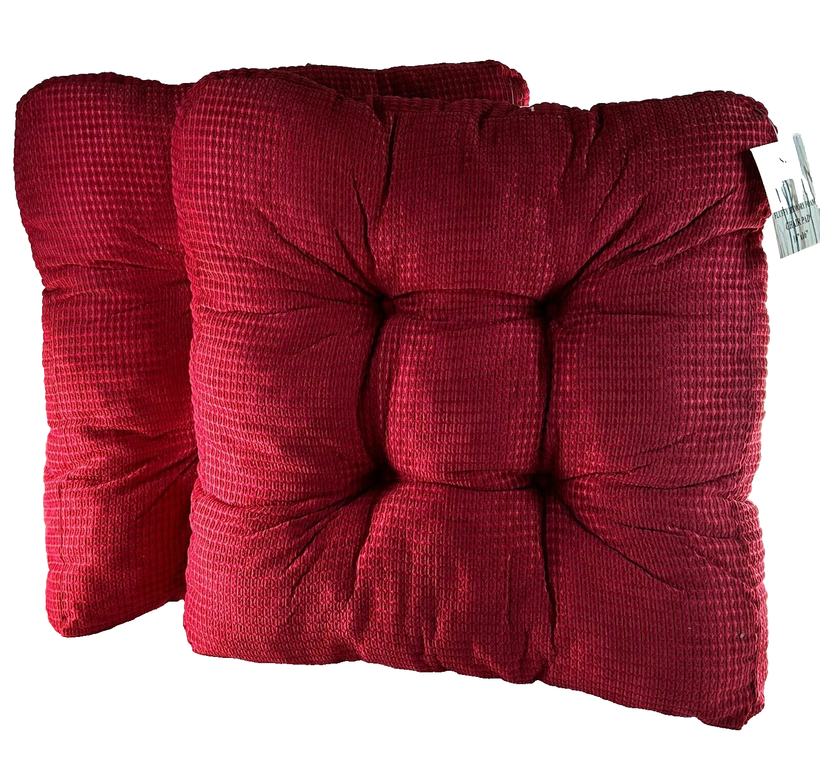 Sweet Home Collection Fluffy Memory Foam Chair Pad, Red, 2-Pack