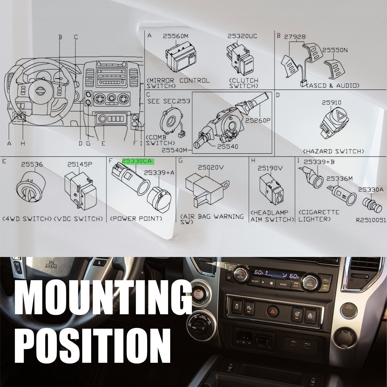 Power Outlet Socket Fit for Nissan Versa Pathfinder Armada Xterra Maxima