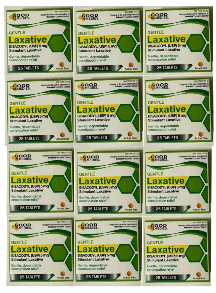 Lot 12  Good Remedies Bisacodyl 5 mg Gentle Laxative Tablets 25 count/Box SEALED