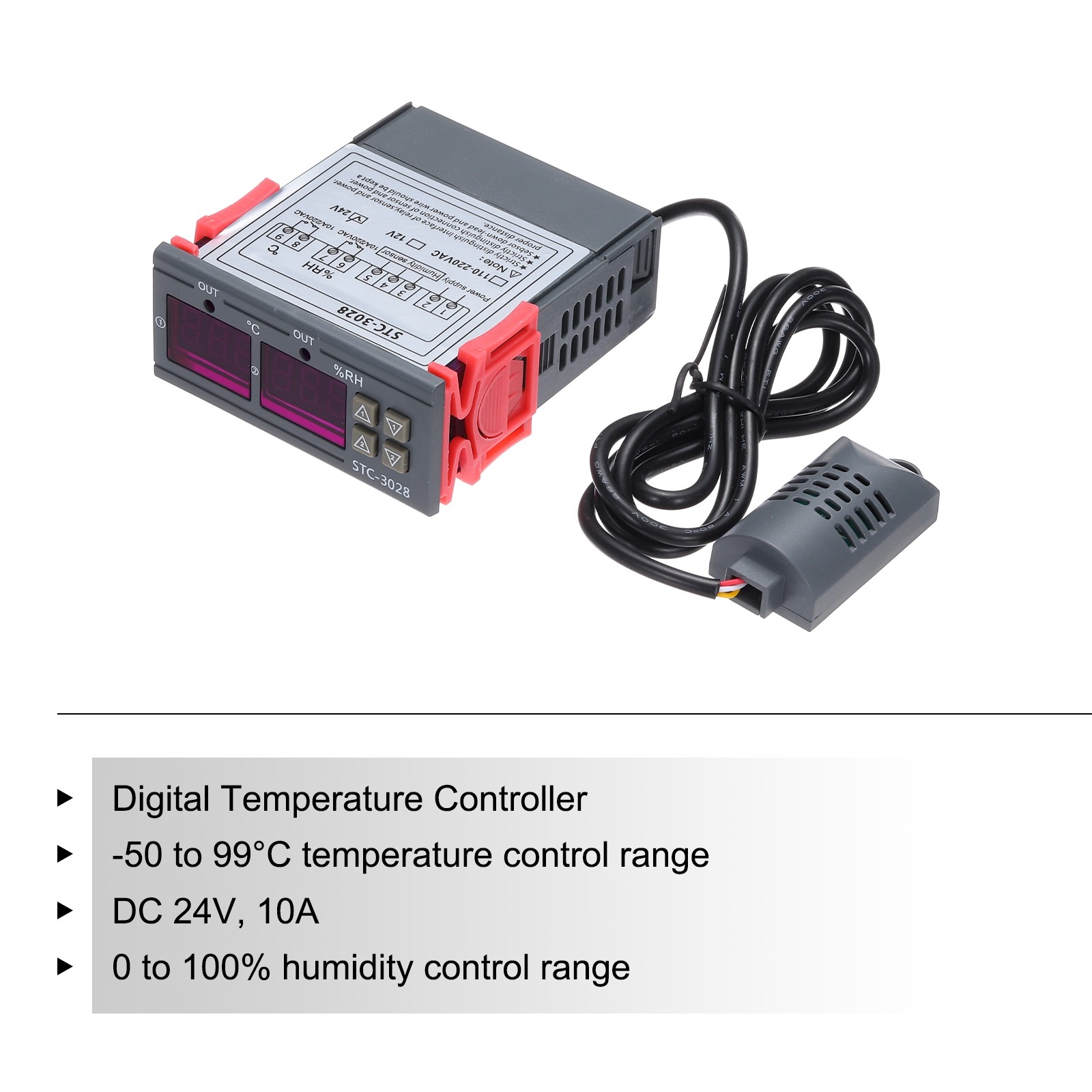 STC- 3028 10A DC 24V Digital LED Digital Temperature and Humidity Controller