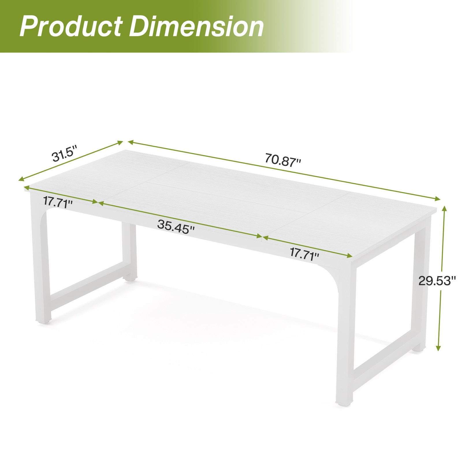 Tribesigns 70.8'' Executive Desk, Large Office Computer Desk with Thicken Frame