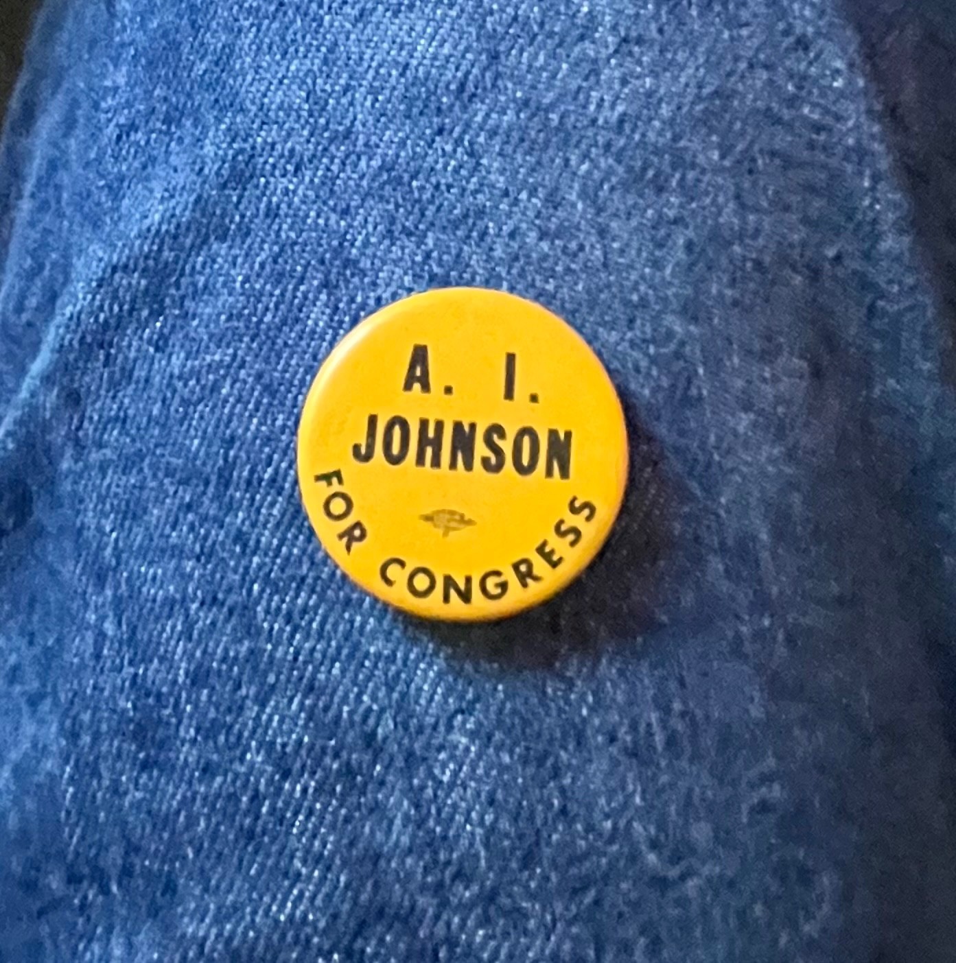 1940's Alfred I Johnson For Congress Minnesota District 25   1 1/4" Cel Remarks