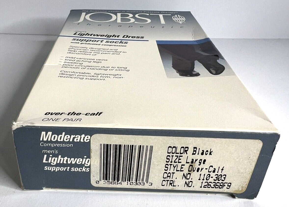 JOBST STRIDE Lightweight Support Socks Men's Black Large Graduated Compression