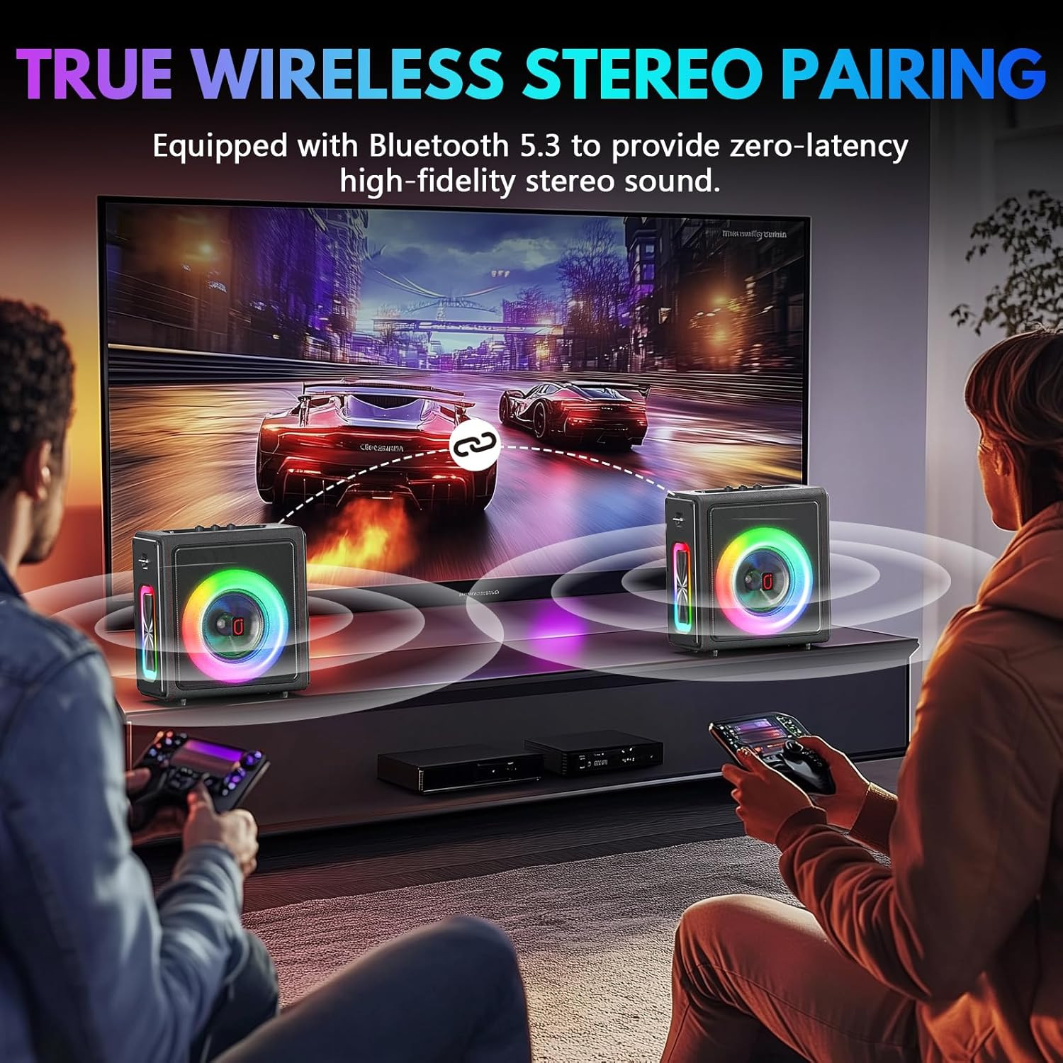 Karaoke Machine, Portable Bluetooth 5.3 Speaker with 2 Wireless Microphones for