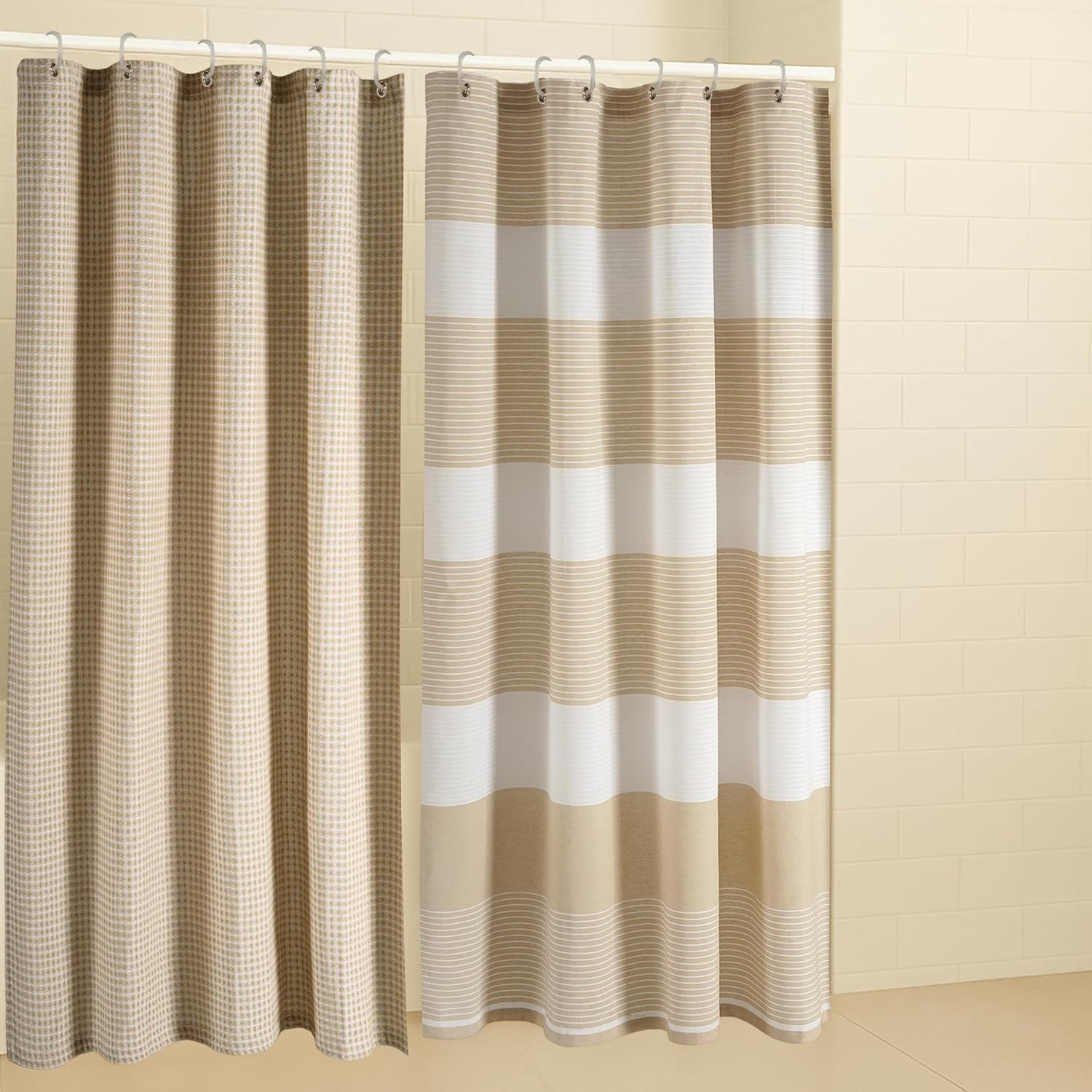 Luxury Shower Curtain Set for Bathroom - Standard Sized Pack of 2 - Premium Waff