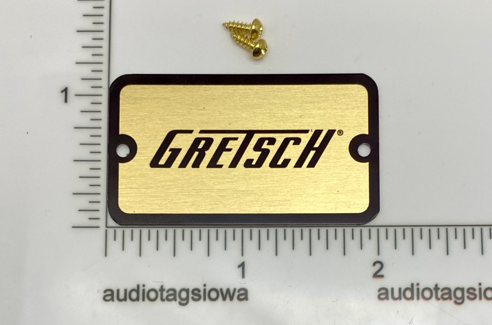 Gretsch Guitar Case Logo Badge Black on Gold with Gold Screws