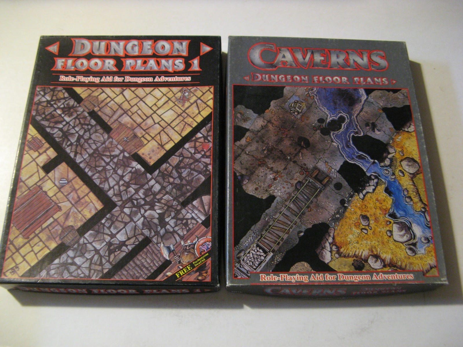 Dungeon Floor Plans 1+Caverns w/miniature Games Workshop vintage terrain D&D rpg