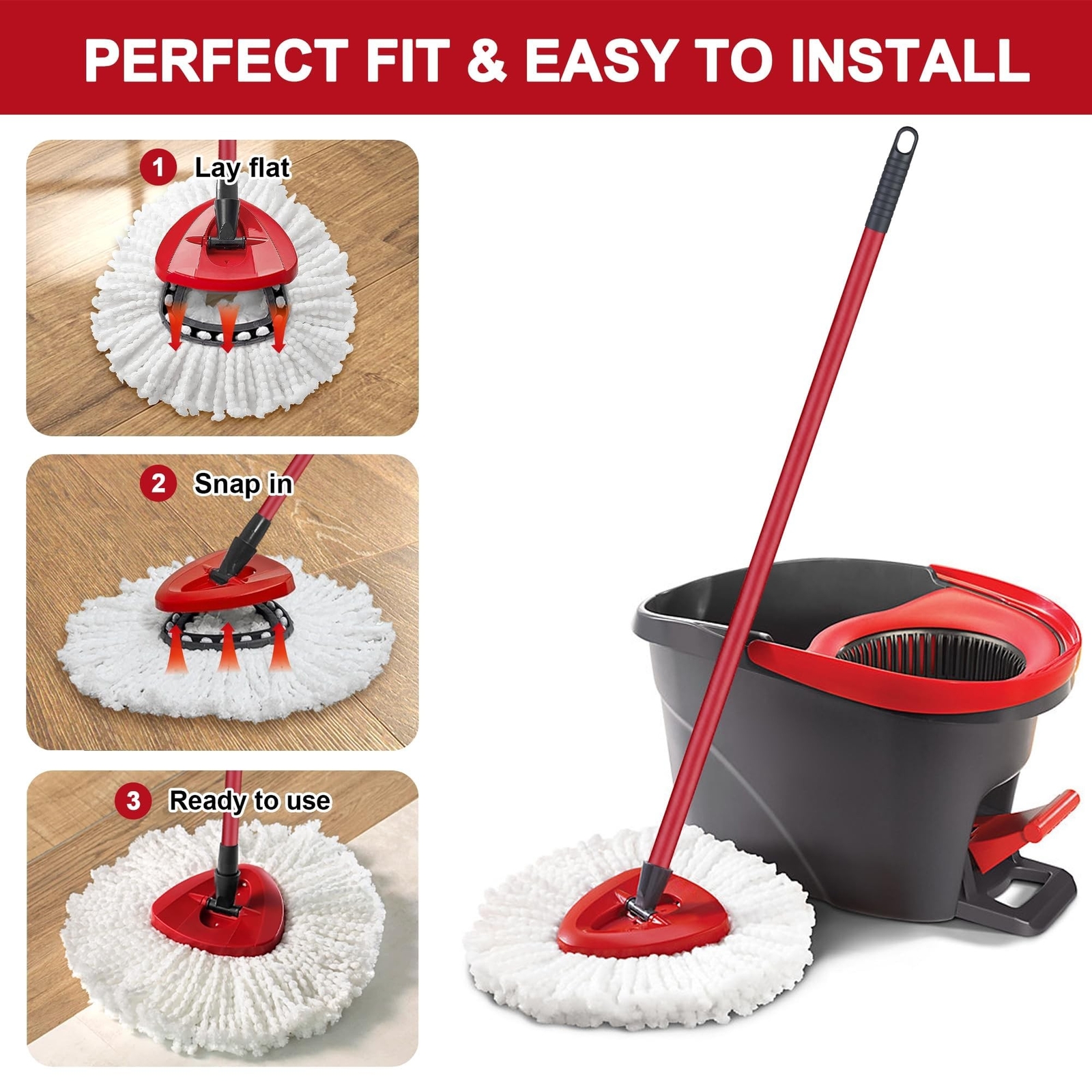 Mop Heads Replacement for O-Ceda Easy Wrin Spin Mop, Microfiber Spin Mop Refi...