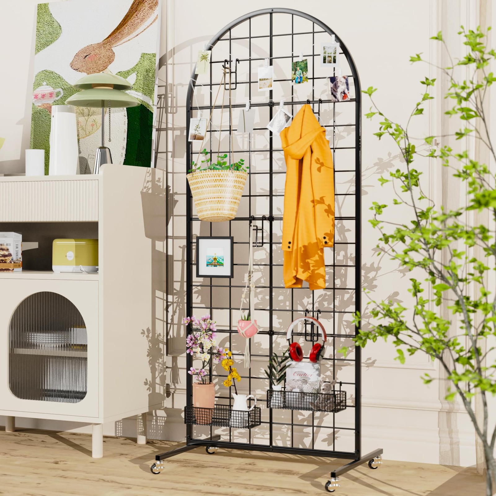 Grid Wall Panel 2PCS Display Stand 2' x 5.2' FT Black Grid Wall Panels Movabl...