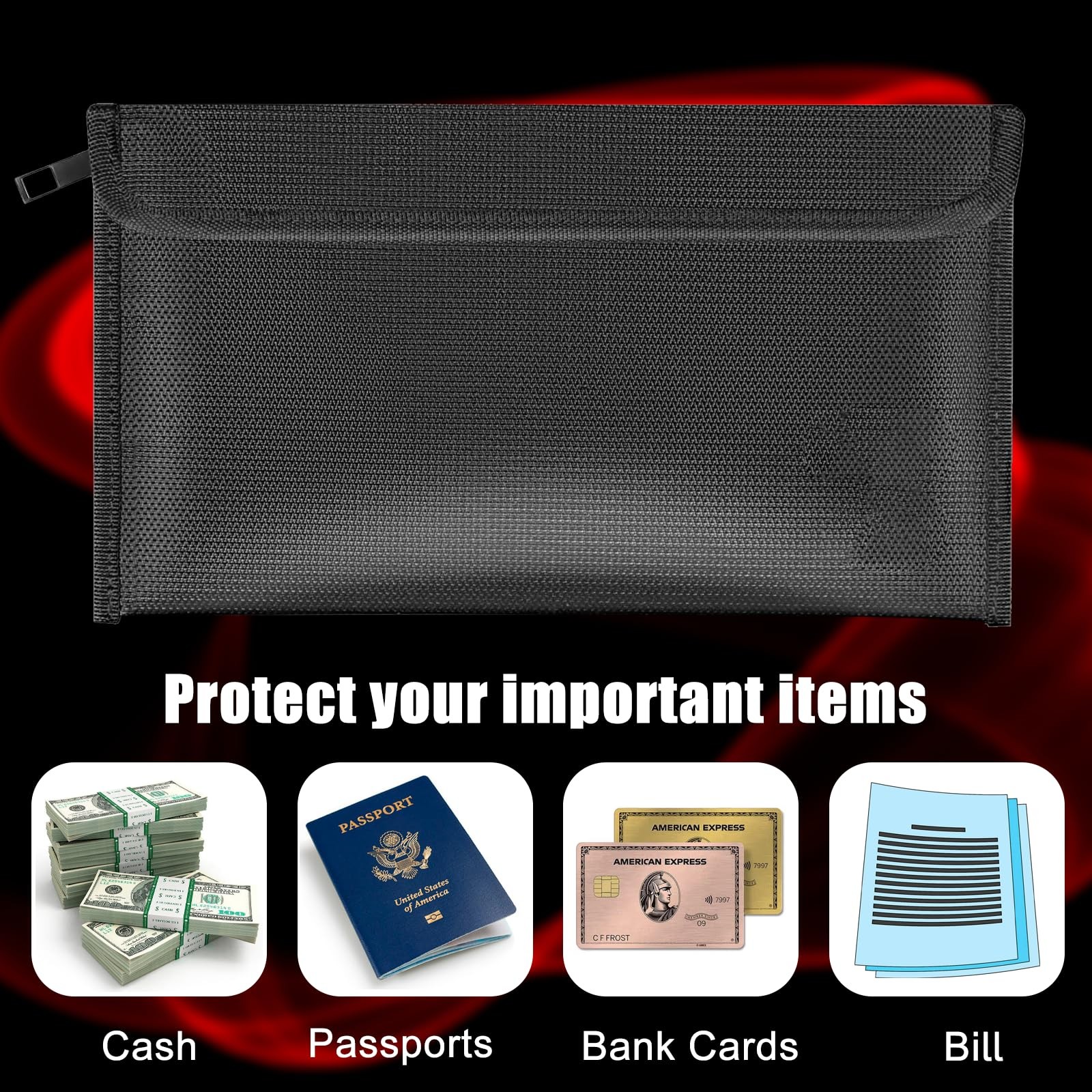 Fireproof Money Bag Small Fireproof Document Bags Waterproof and Fireproof