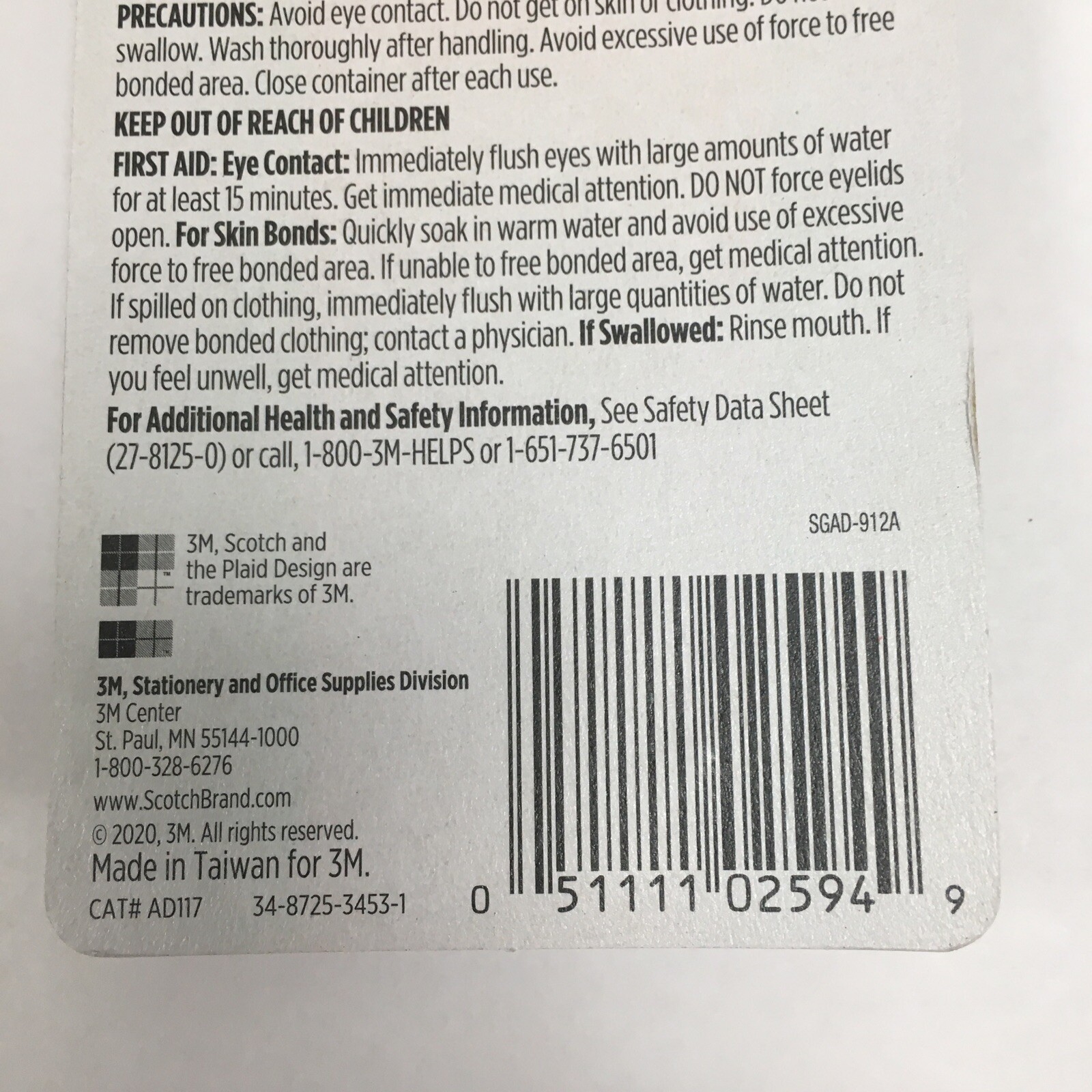 Super Glue Liquid 2 x 2Pkg .07oz (4 Bottles) 051111025949 Scotch - Free Shipping