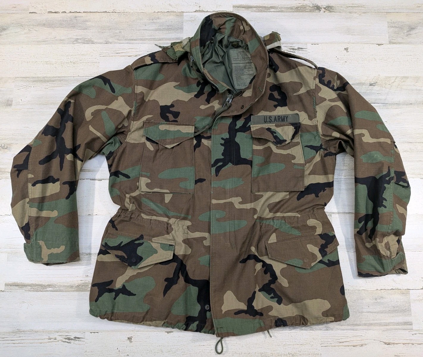 Vtg 90s Military Jacket Mens Extra Large M65 Field Woodland Camo Cold Weather