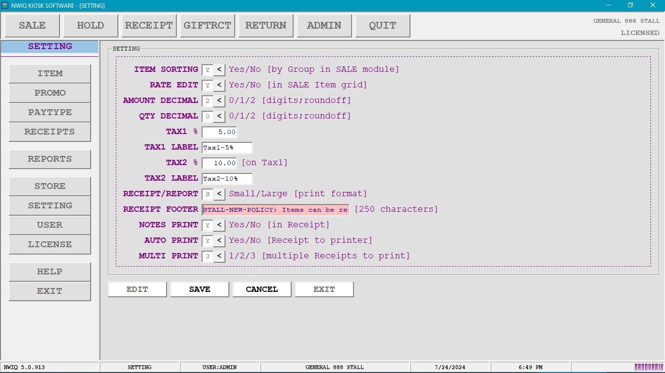 NWIQ Point Of Sale Software - Booth Inventory Billing