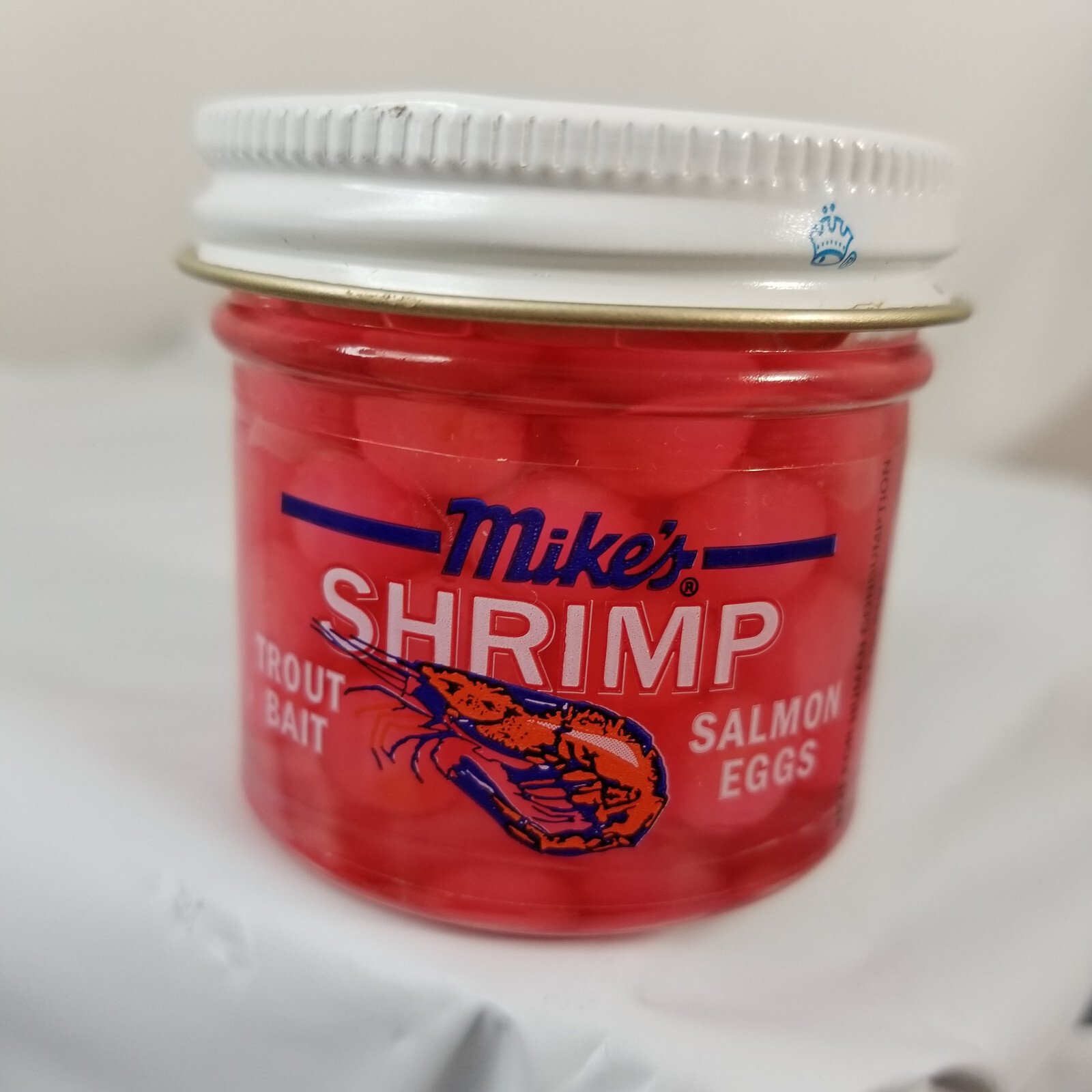 Mike's Shrimp Salmon Eggs Preserved Fishing Bait Fluorescent Pink 1.1Oz Jar 1000