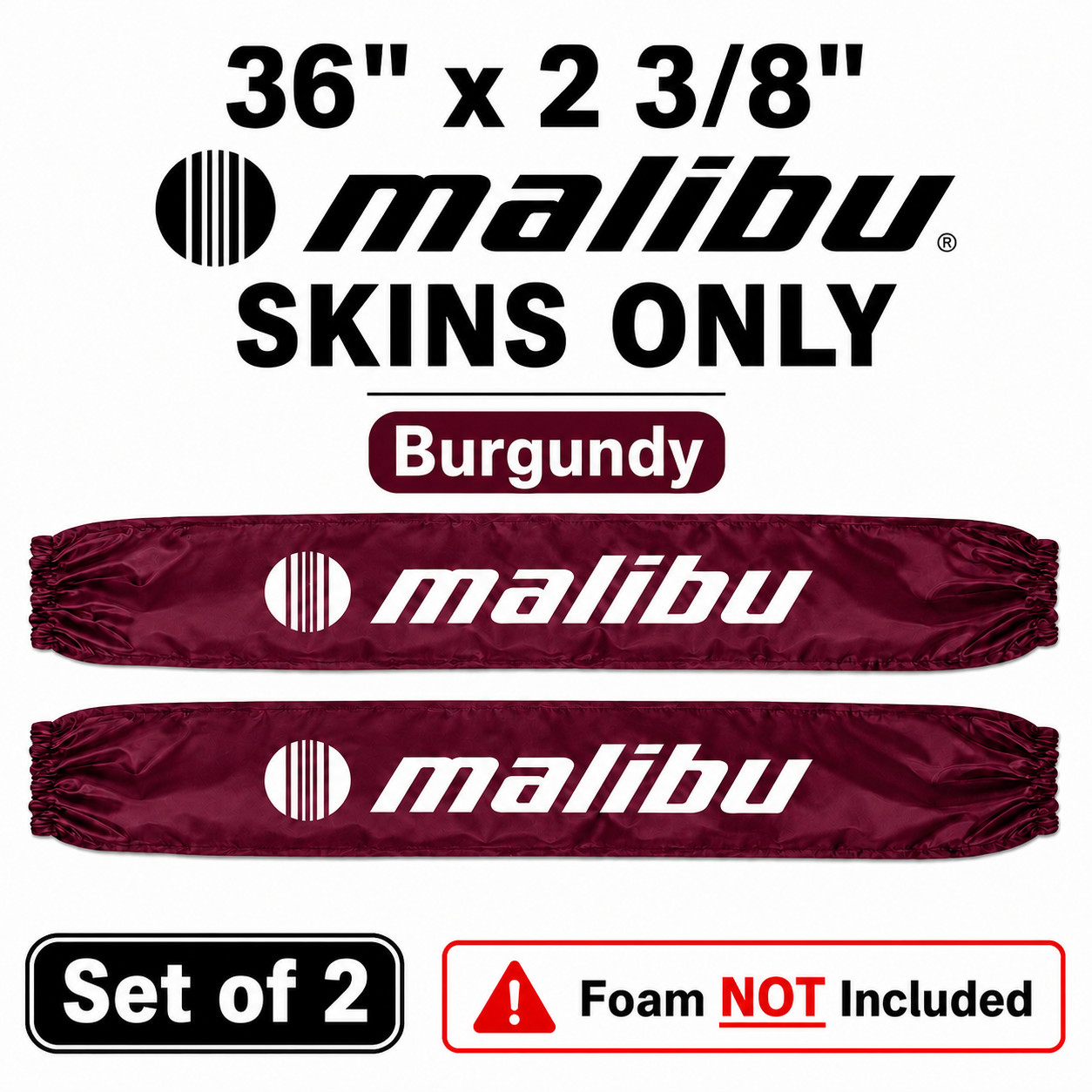 36" x 2 3/8" Malibu Boat Trailer Guide Pole Pads SKINS ONLY Burgundy