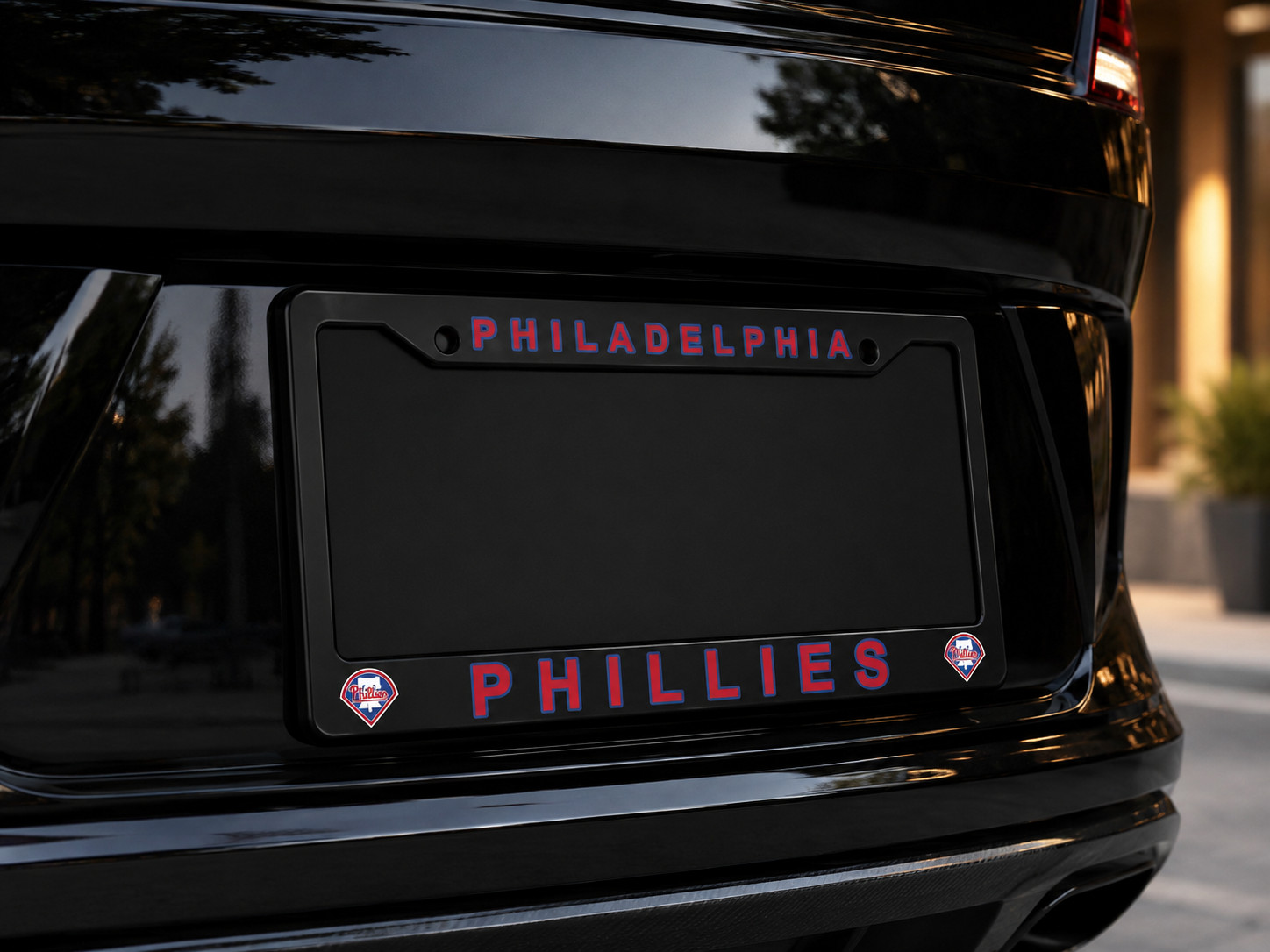 Philadelphia Phillies Black License Plate Frame Cover - Black - Eliteauto3k